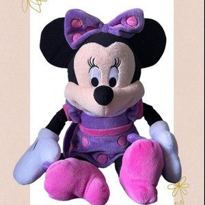 RARE Purple Disney 17" Minnie Mouse plush Doll/Toy, Purple & Pink dress